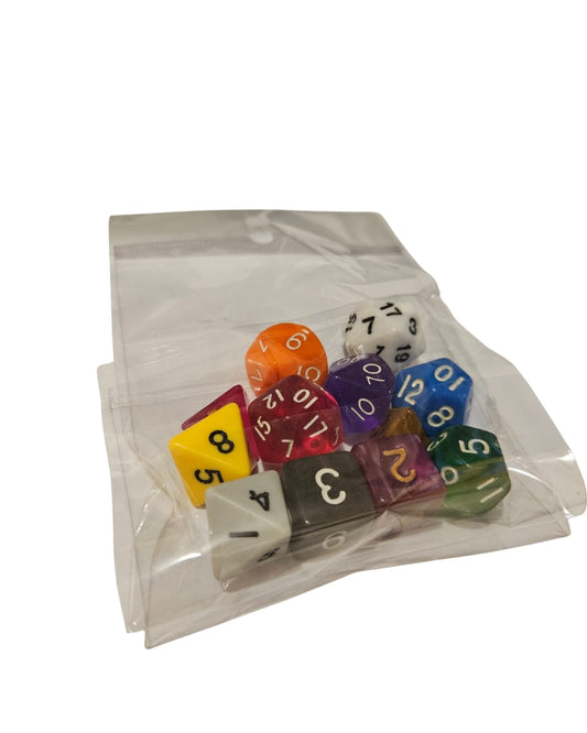 Pack 12 dados 6 tipos D4 D6 D8 D12 D20 Color Random