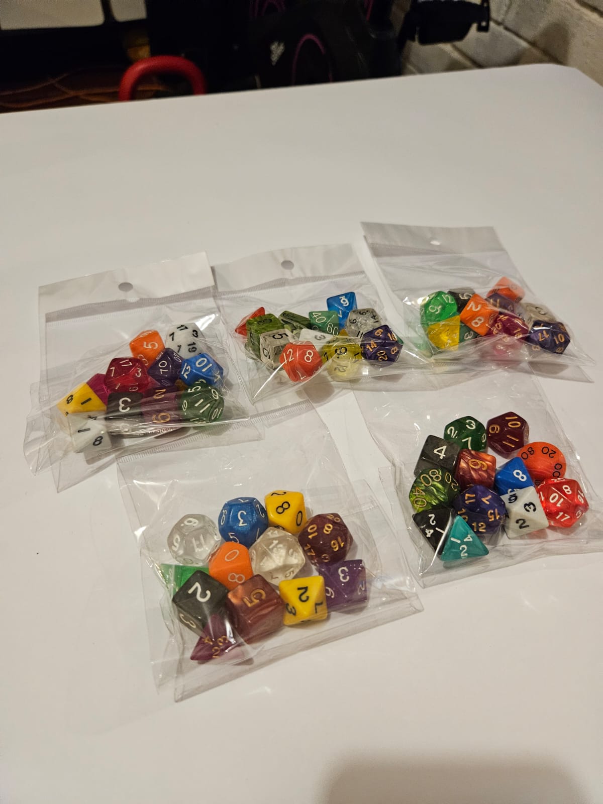 Pack of 12 dice 6 types D4 D6 D8 D12 D20 Color Random